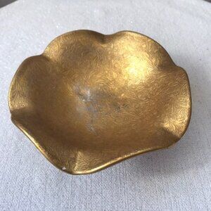 Antique Gold Etched Glass Footed Bowl